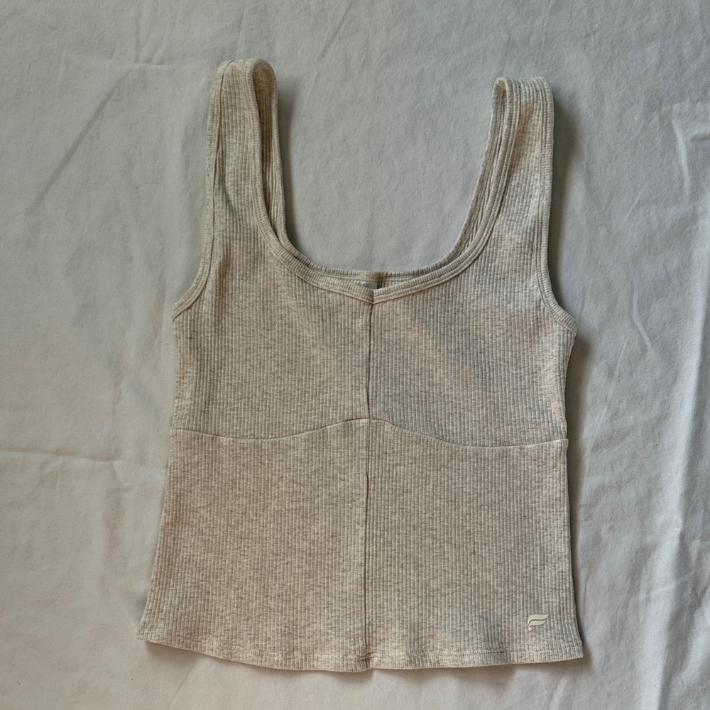 Fabletics Light Beige Ribbed Tank Top - Picture 2 of 7